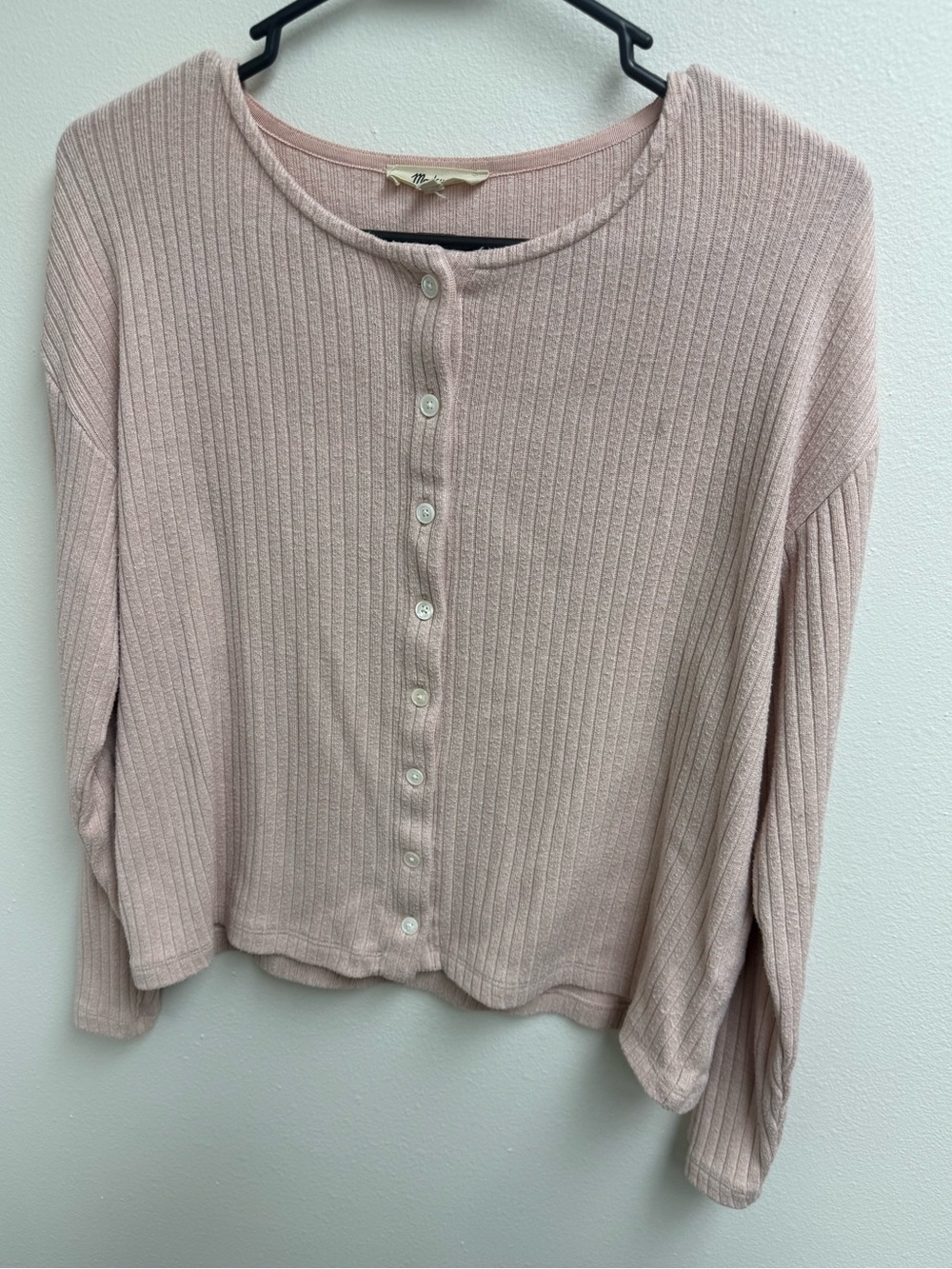 Madewell Blush Ribbed Button-Front Cardigan - Picture 2 of 5